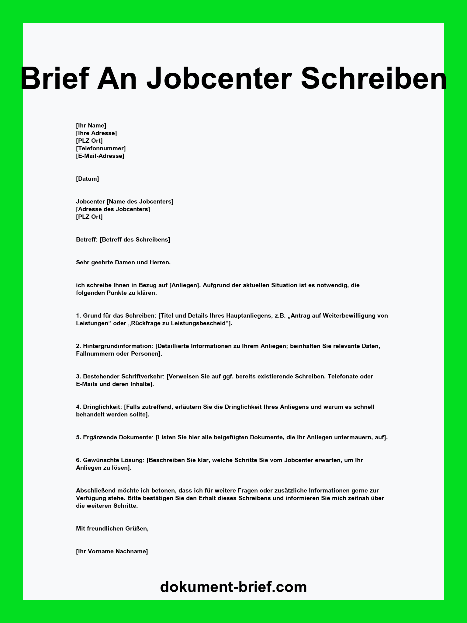 Brief An Jobcenter Schreiben