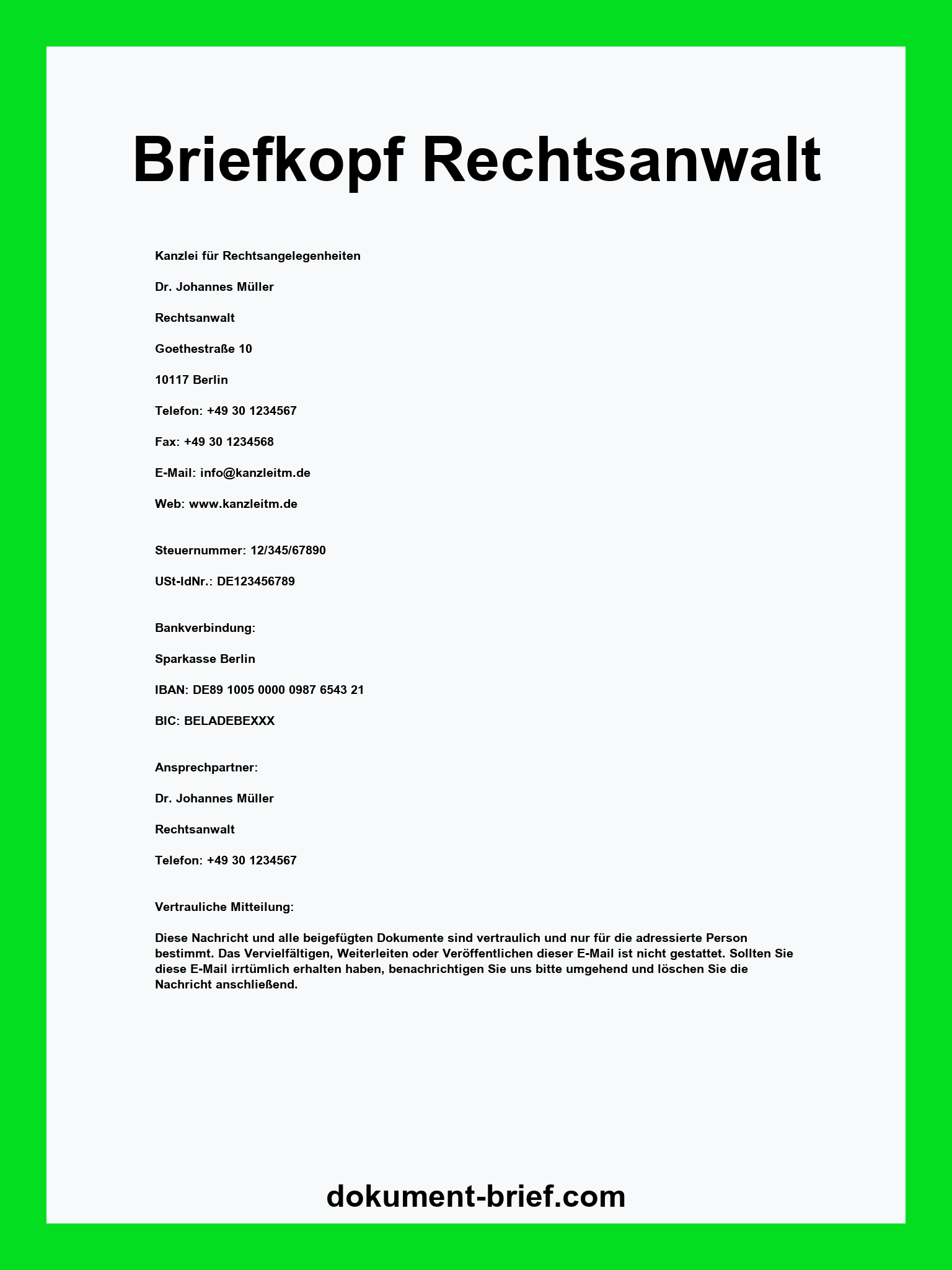 Briefkopf Rechtsanwalt Muster WORD