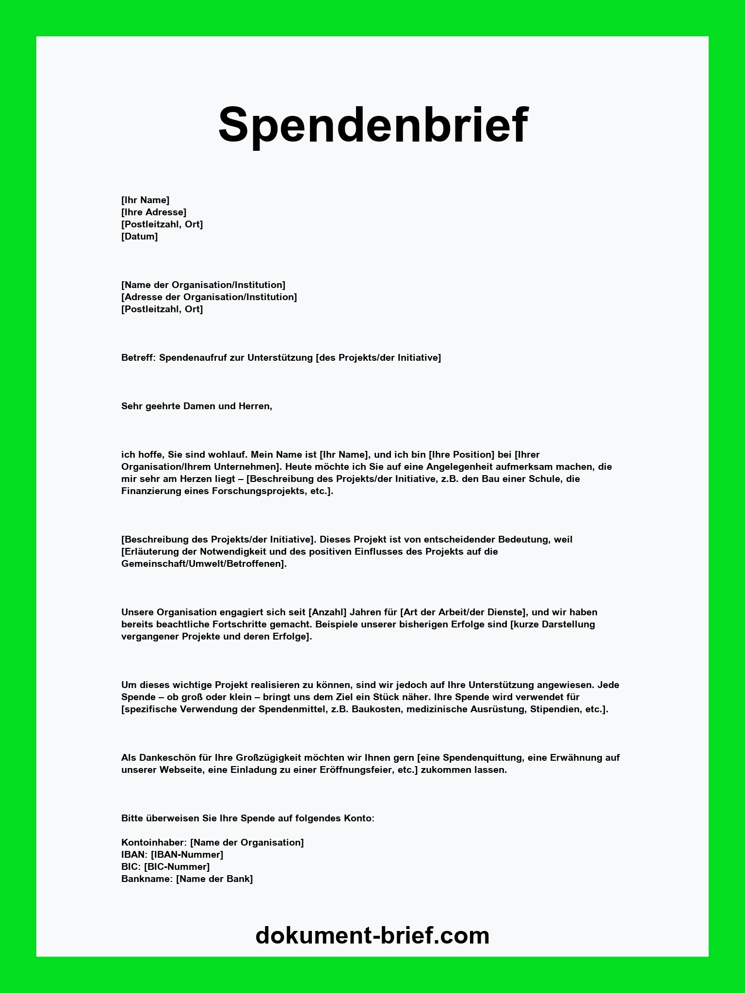 Spendenbrief Vorlage WORD