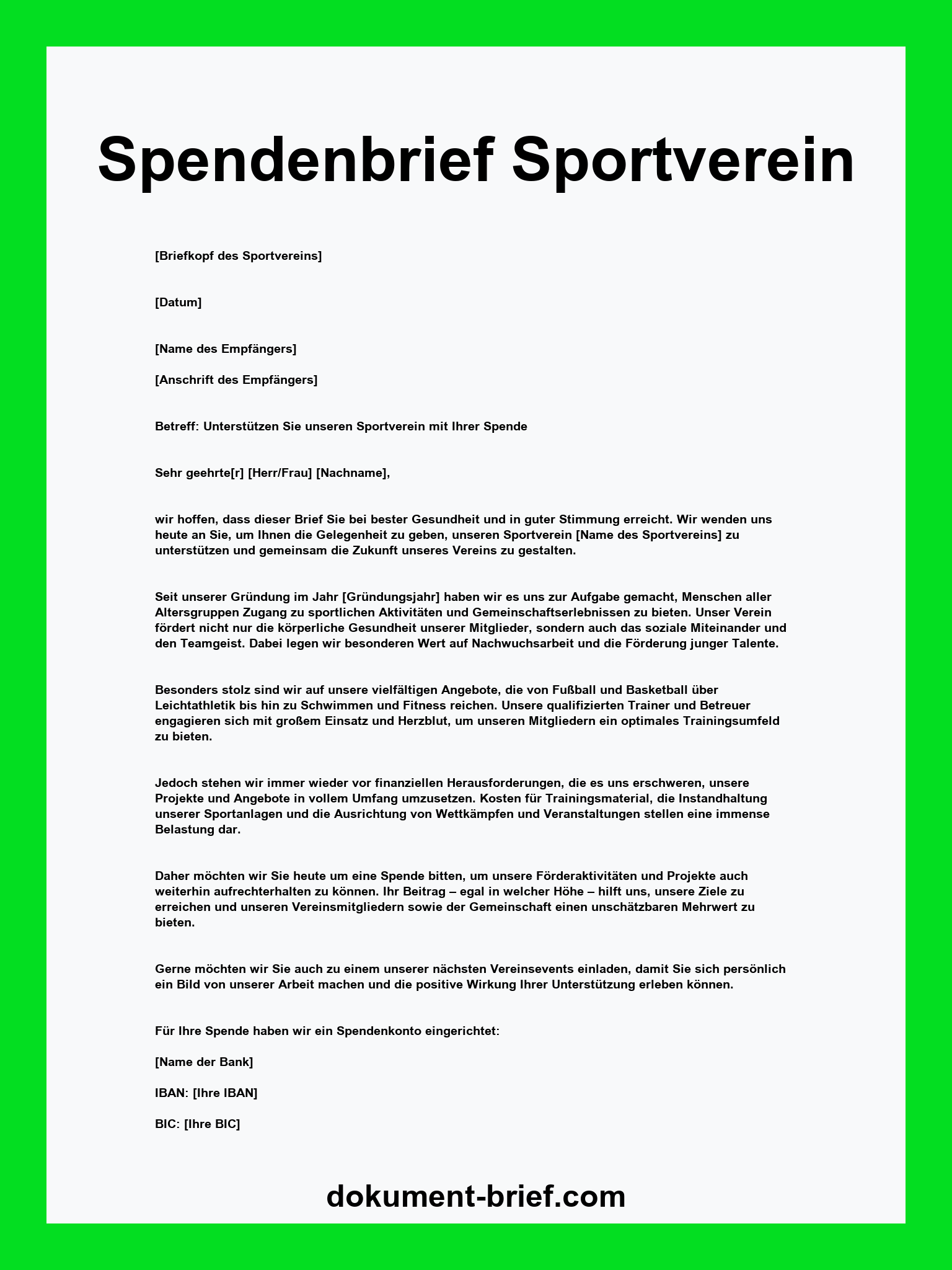 Spendenbrief Muster Sportverein